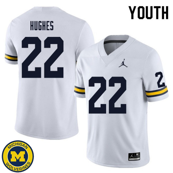 Youth Michigan Wolverines #22 Danny Hughes White University Jersey